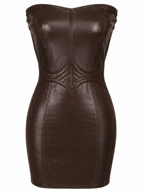 SKY Strapless Faux Leather Bodycon Mini Dress Chocolate Brown USA Made NWT Size